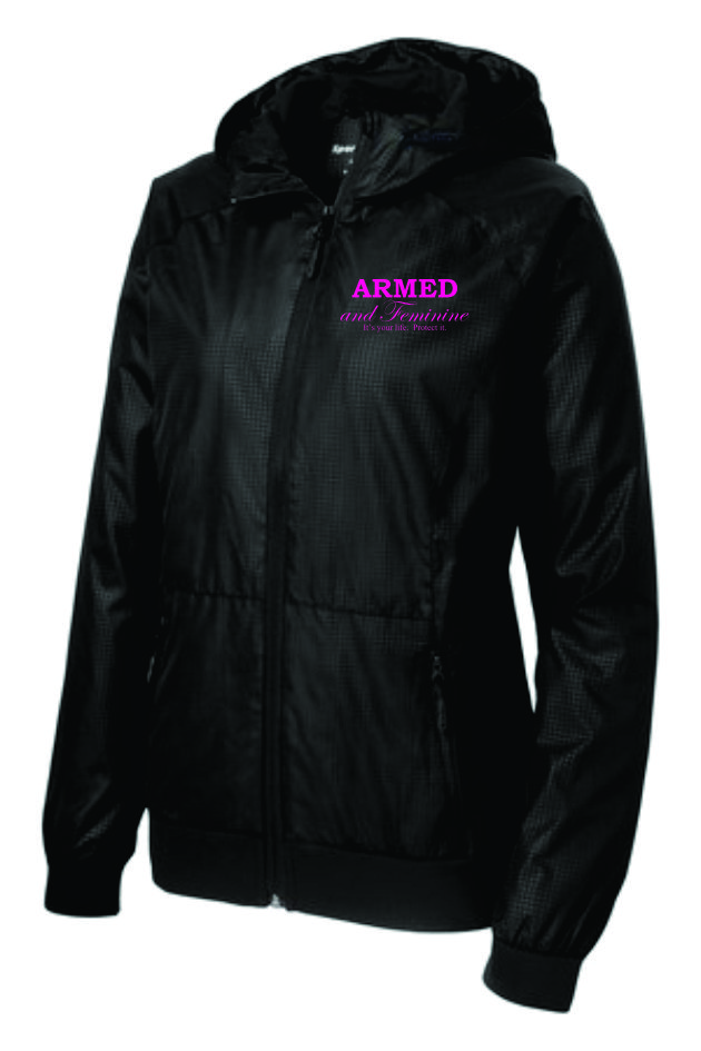 Download Sport-Tek Ladies Embossed Hooded Wind Jacket | Armed and ...
